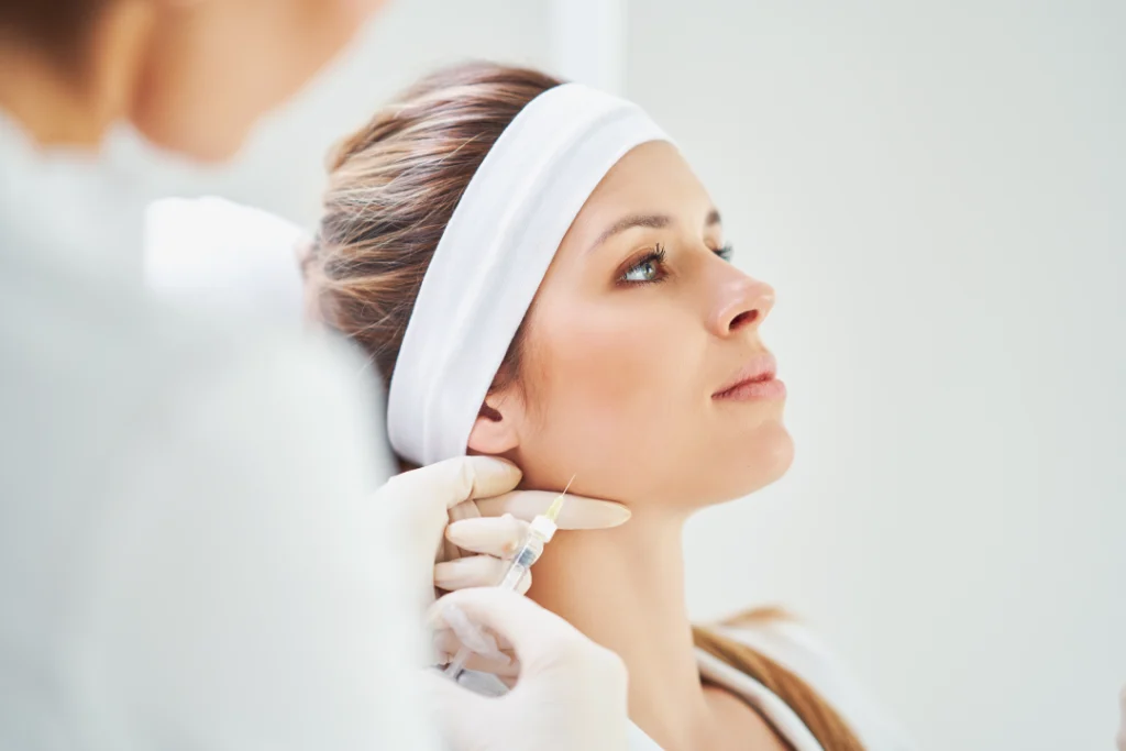 Woman consulting an expert at a medspa.