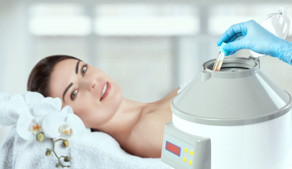 A woman receiving rejuvenating PRF injections for glowing skin.