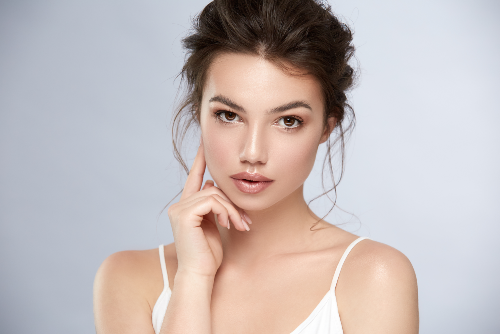 Woman with smooth skin after Botox treatment