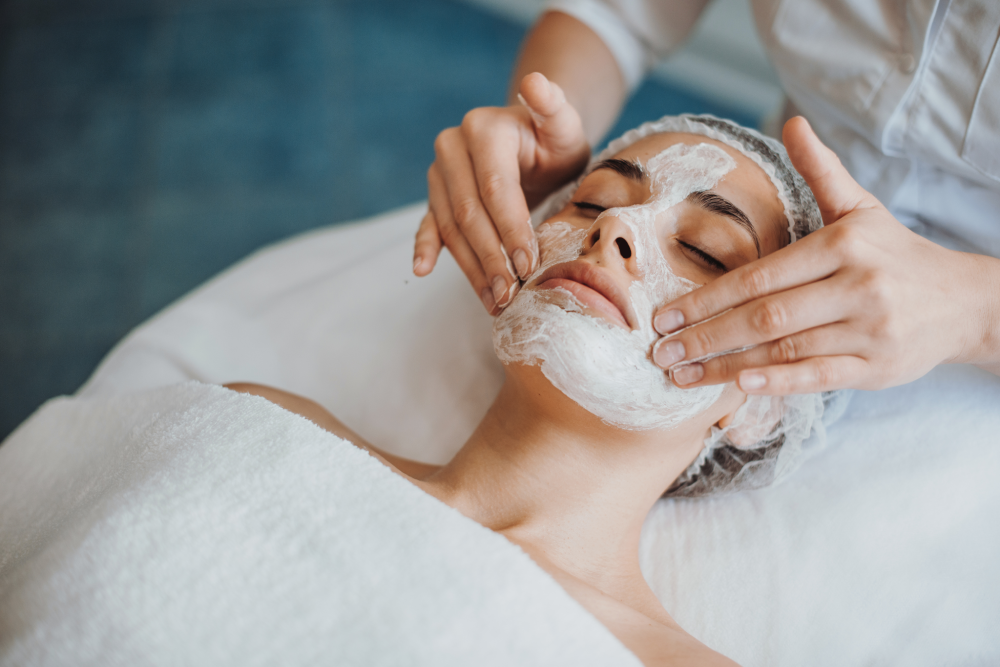 A relaxing facial session at a med spa.